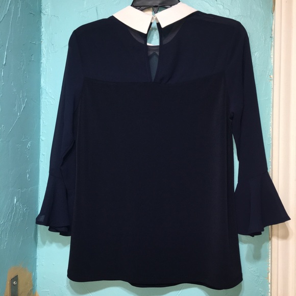 Faith and Joy Jewel Collared Bell Sleeve Blouse - Picture 9 of 13